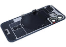 Tapa trasera con placa de acero con carga inalambrica NFC MagSafe y flex de linterna compatible para iPhone 16 (original) (Negro)