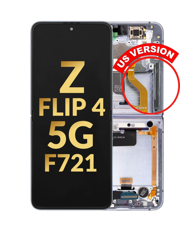Reparación de pantalla original con marco para Samsung Galaxy Z Flip 4 F721 en Guatemala, disponibilidad de pantallas OLED.