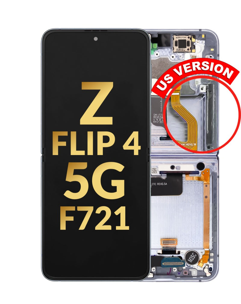 Reparación de pantalla original con marco para Samsung Galaxy Z Flip 4 F721 en Guatemala, disponibilidad de pantallas OLED.