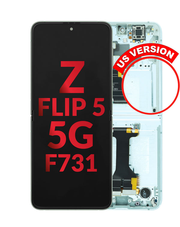 Encuentra la pantalla con marco para Galaxy Z Flip 5 F731 en Guatemala, ideal para reparaciones y cambios al por mayor.