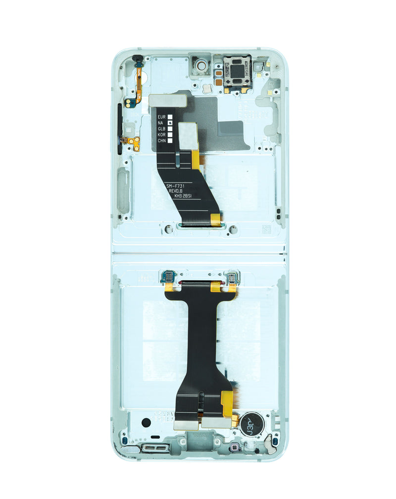 Encuentra la pantalla con marco para Galaxy Z Flip 5 F731 en Guatemala, ideal para reparaciones y cambios al por mayor.