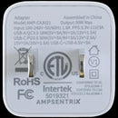 Cargador de pared GaN AmpSentrix Pro 30W rosa con puertos USB-C y USB-A.