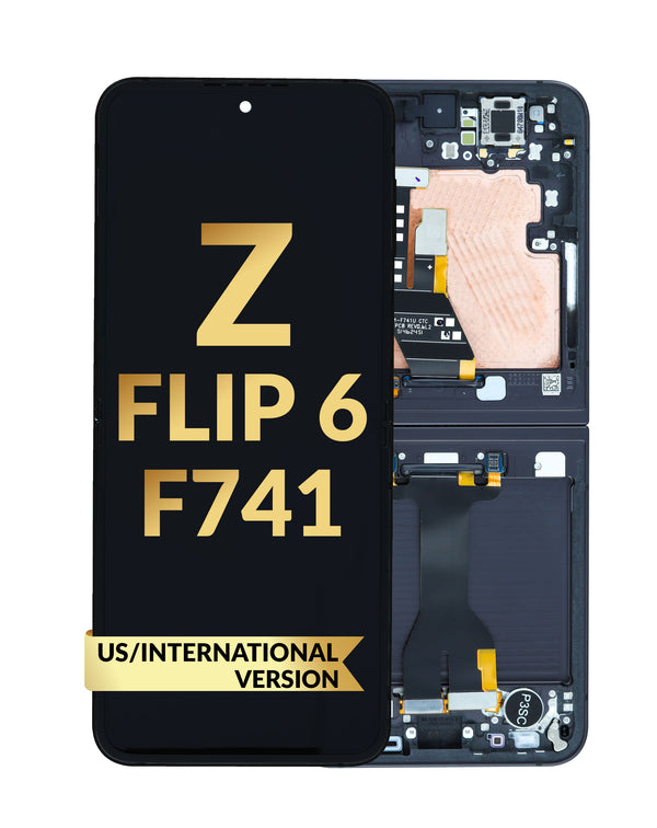 Pantalla OLED original con marco para Samsung Galaxy Z Flip 6 en Guatemala, disponible en servicio mayorista de componentes originales con etiquetas BajoPPLCD y F741.