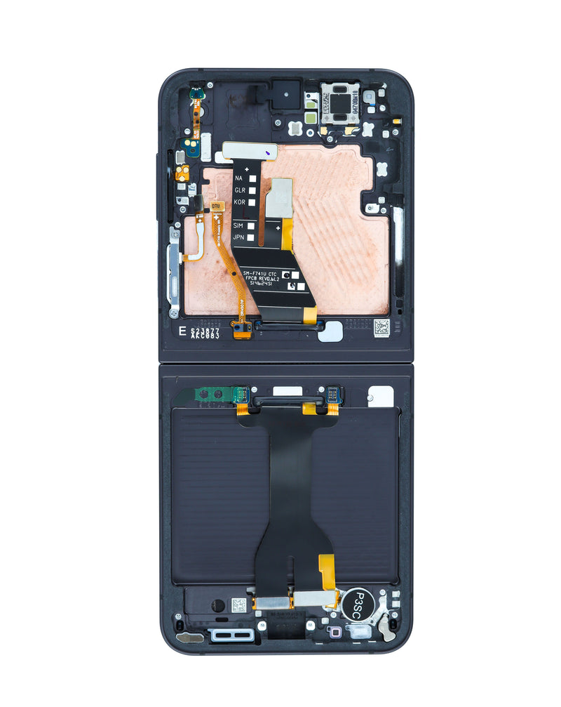 Pantalla OLED original con marco para Samsung Galaxy Z Flip 6 en Guatemala, disponible en servicio mayorista de componentes originales con etiquetas BajoPPLCD y F741.