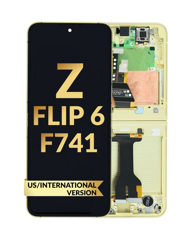 Compra la pantalla original con marco en color amarillo para Samsung Galaxy Z Flip 6 en Guatemala, ideales para reparaciones en talleres especializados.