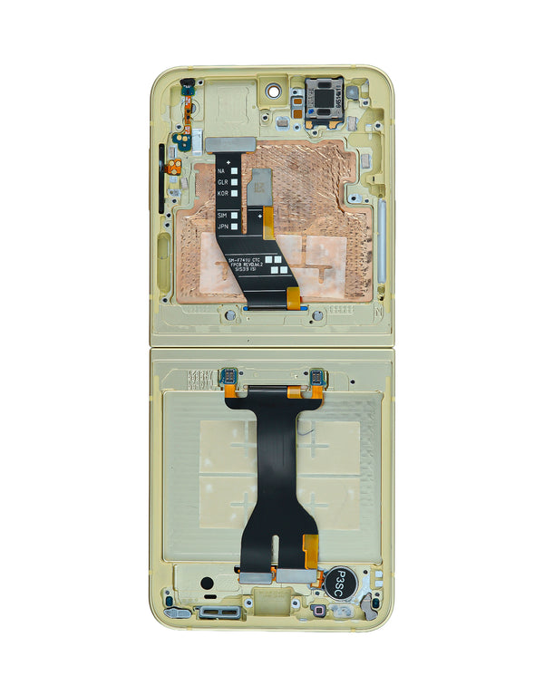Reparación de pantalla con marco amarillo Samsung Galaxy Z Flip 6 en Guatemala.