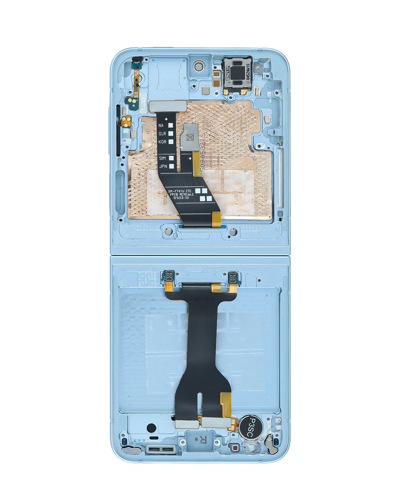 Pantalla con marco Samsung Galaxy Z Flip 6 F741 (BLUE) para reparación en Guatemala, encuentra el mejor precio en componentes Samsung en talleres especializados.