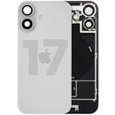Tapa trasera iPhone 17 blanca usada, A3258, con orificio de cámara, lista para repuesto o reparación.