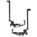Puerto de carga plateado usado con cable flex para iPhone 17 Pro Max (A3257), repuesto.