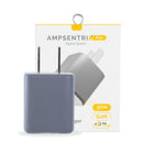 Adaptador de pared AmpSentrix Pro 30W GaN titanio natural, 2-en-1 USB-C y USB-A, para carga rápida.