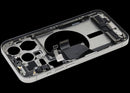 Carcasa media iPhone 15 Pro con puerto de carga, cable flex y piezas pequenas (White Titanium)