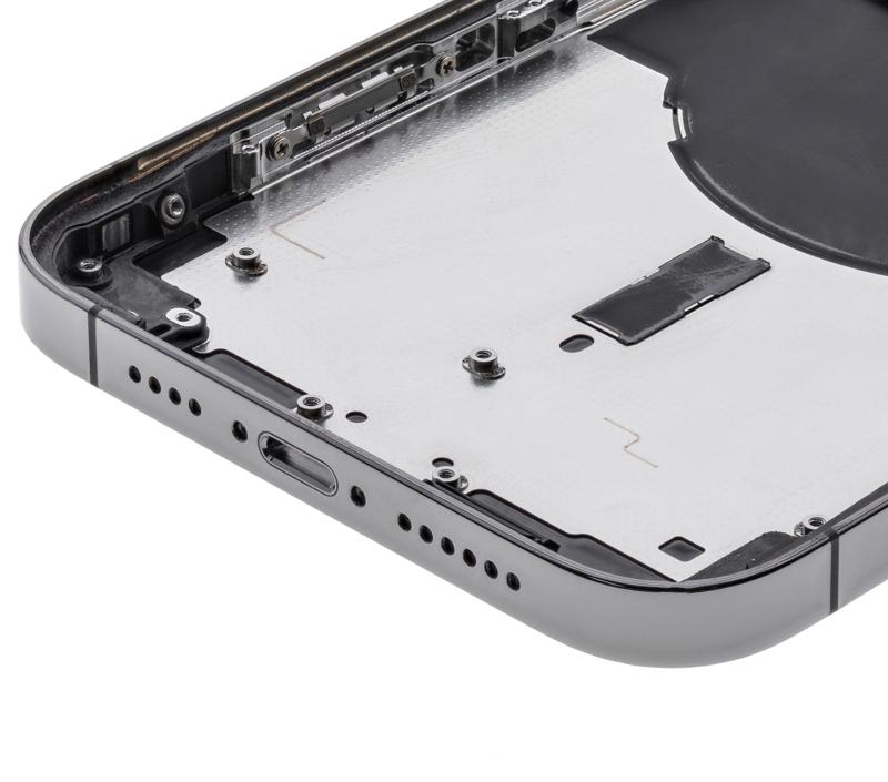 Tapa trasera con componentes pequeños pre-instalados para iPhone 12 Pro Max (Versión EE.UU.) (Usada original grado C) (Grafito)