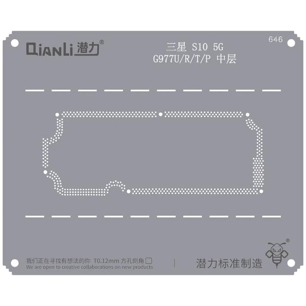 Stencil Bumblebee (QS646) para Samsung S10 5G G977U/R/T/P Marco medio (Qianli) - Encuentra el mejor stencil para reparaciones de Samsung S10 5G en Guatemala.