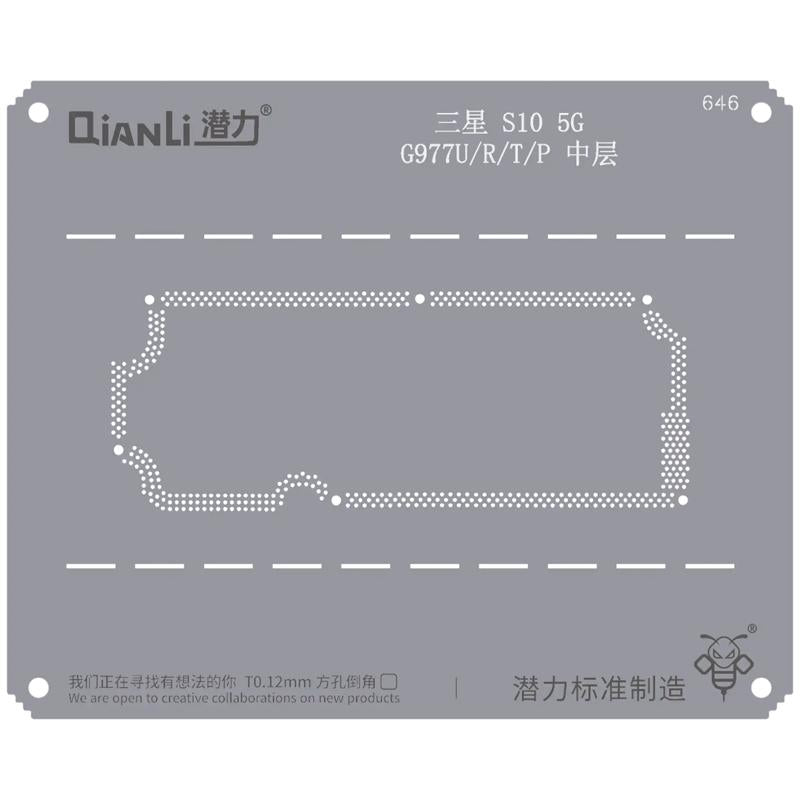 Stencil Bumblebee (QS646) para Samsung S10 5G G977U/R/T/P Marco medio (Qianli) - Encuentra el mejor stencil para reparaciones de Samsung S10 5G en Guatemala.