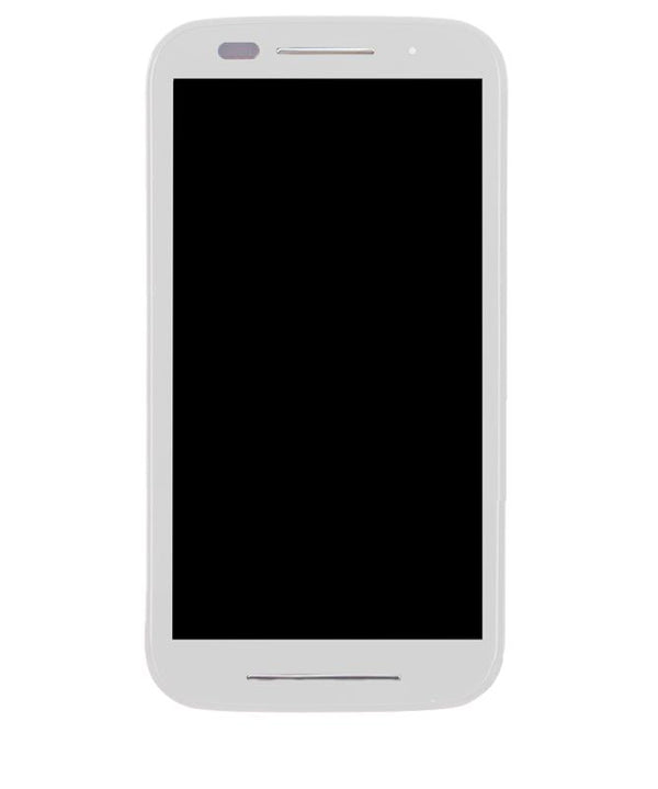 Reparación de pantalla con marco blanco para Motorola Moto E XT1022 en Guatemala.