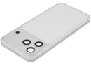 Tapa trasera plateada usada para iPhone 17 Pro Max (A3295) con puerto de carga flex y piezas pequeñas.