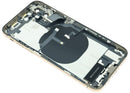 Tapa trasera dorada OEM Grade B para iPhone XS (A1920, A2097) con puerto de carga preinstalado.