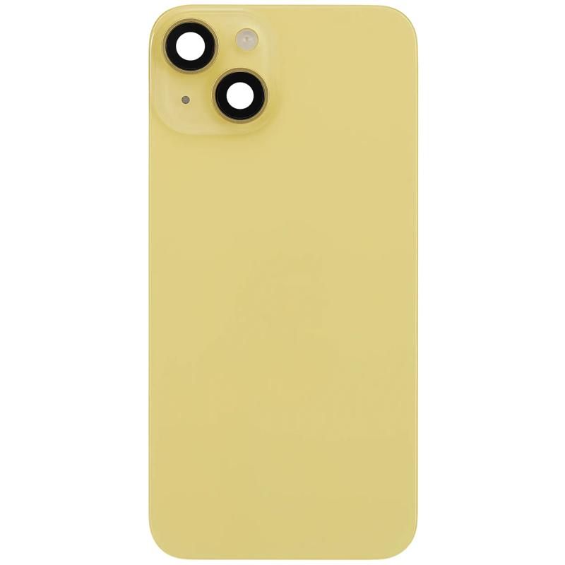 Reparación de tapa trasera con placa de acero, carga inalámbrica y flex de linterna para iPhone 14 en Guatemala.