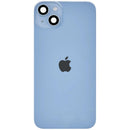 Tapa trasera azul brillante de iPhone 14 Plus con MagSafe, NFC y flex de linterna, repuesto original.