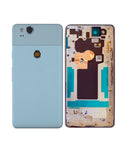 Tapa trasera azul Pixel 2 USADO OEM, con pequeños componentes preinstalados, grado A, para reparación.