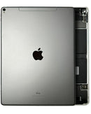 Tapa trasera plateada usada para iPad Pro 12.9 2.ª Gen (A1670/A1671) con componentes pequeños preinstalados.