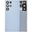 Tapa trasera de vidrio azul cielo para Samsung Galaxy S22 Ultra 5G con lente de cámara, repuesto aftermarket.