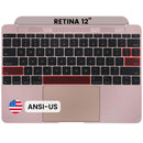Tapa superior MacBook 12" A1534 (2016-2017) refurbished, teclado ANSI US color oro rosa.