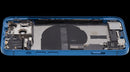 Tapa trasera azul usada OEM Grade C para iPhone 13, con puerto de carga y piezas pequeñas, compatible A2482.