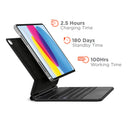 Folio xBase negro para iPad 10 y 11 Gen con teclado y trackpad, vista frontal.