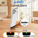 Cable USB-C a USB-C de carga rápida 240W con soporte integrado para teléfono, 3 pies.