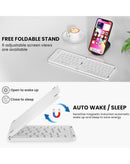 Teclado plegable VEN-DENS VD-KB001 blanco inalámbrico, diseño compacto y portátil para viaje.