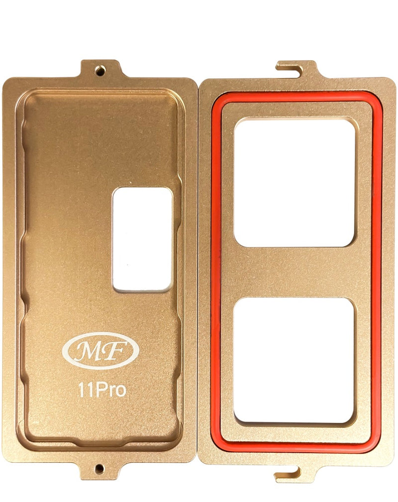 Encuentra el mejor molde de presión para alineación y laminado de LCD de iPhone 11 Pro en Guatemala, ideal para reparaciones en talleres y mayoristas de celulares.