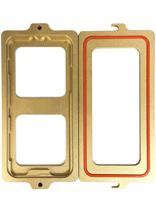 Molde de presión para alineación y laminado de pantalla LCD de iPhone 14 Pro en Guatemala.