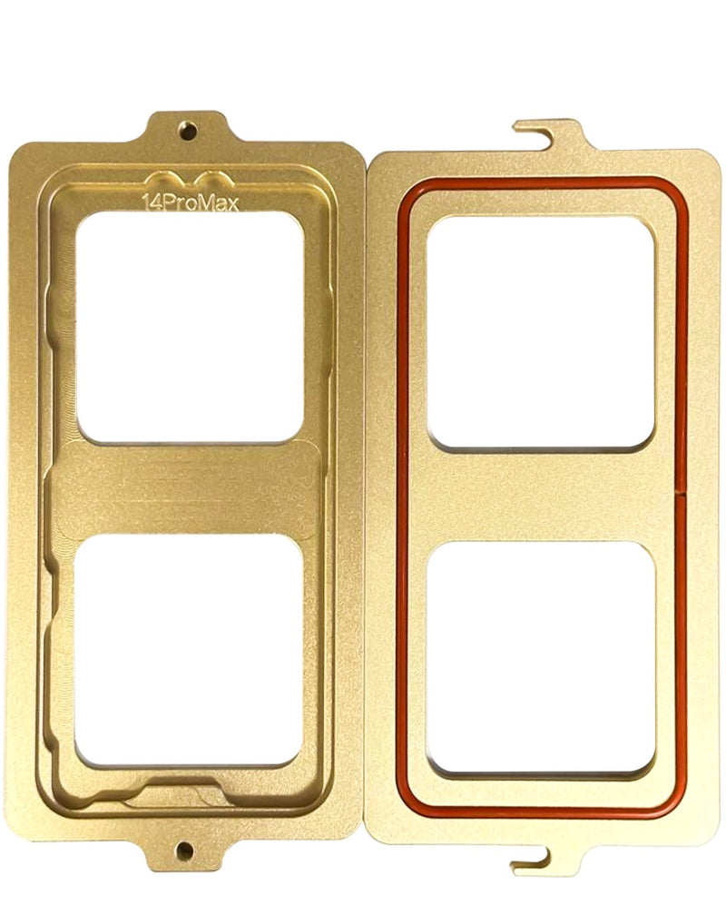 Encuentra el molde de presión para posicionamiento de marco, alineación y laminado de LCD para iPhone 14 Pro Max en Guatemala en el mayorista de accesorios para reparaciones de celulares.
