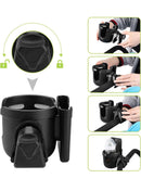 Portavasos negro Brookstone SlowBack con soporte para teléfono, accesorio elegante para coche.