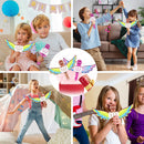 Micrófono karaoke rosa metálico con detalles brillantes y alas desmontables, ideal para niñas.