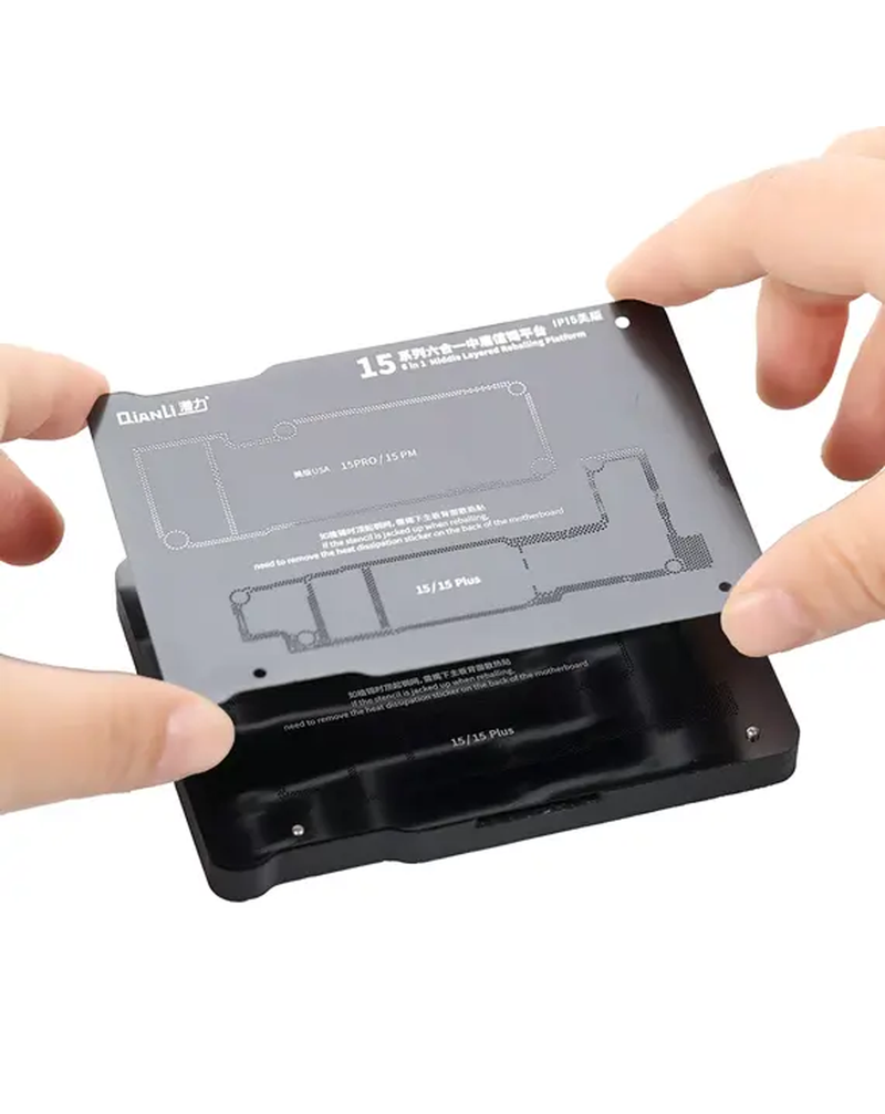 Encuentra la plataforma de reballing QianLi para iPhone 15 en Guatemala con el mejor precio en reparaciones de iPhone.