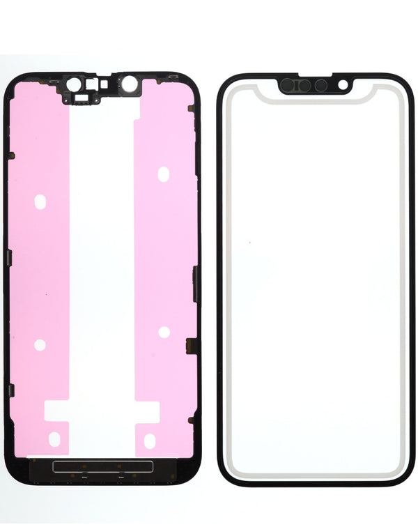 Encuentra el kit 3 en 1 premium de vidrio frontal, marco y OCA para iPhone 14 en Guatemala para reparaciones en talleres especializados.