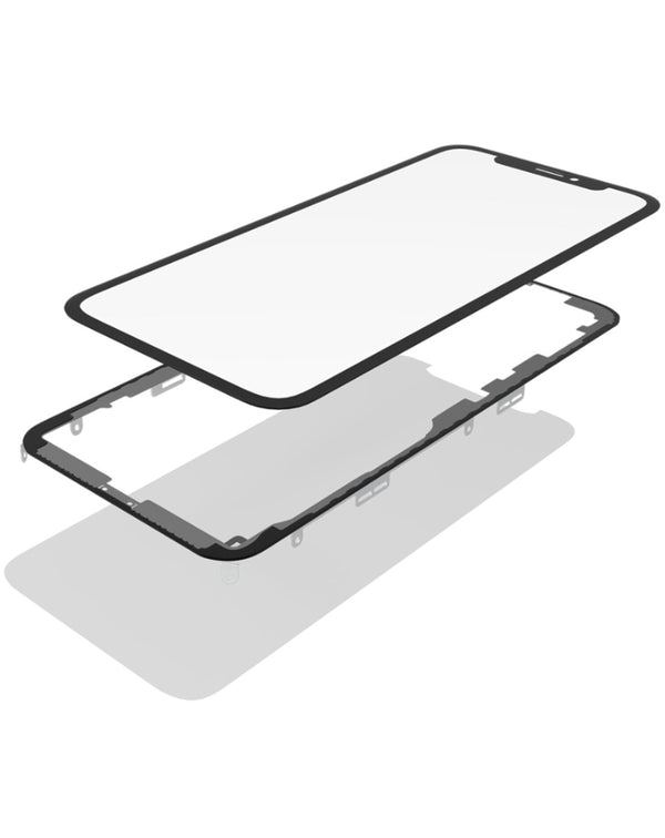 Kit de reparación premium para iPhone XR que incluye vidrio frontal, marco y OCA en Guatemala.