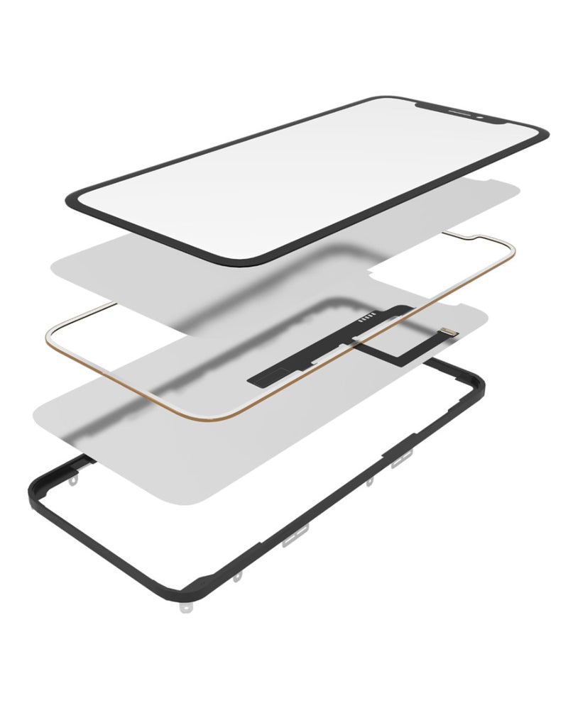Reparación completa 4 en 1 (Vidrio frontal + Marco + Long Touch + OCA) para iPhone XR en Guatemala.