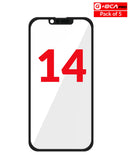 Compra el Pack de 5 Vidrios Frontales con OCA para iPhone 14 en Guatemala al mejor precio en el mercado de mayorista de componentes para reparaciones de celulares.