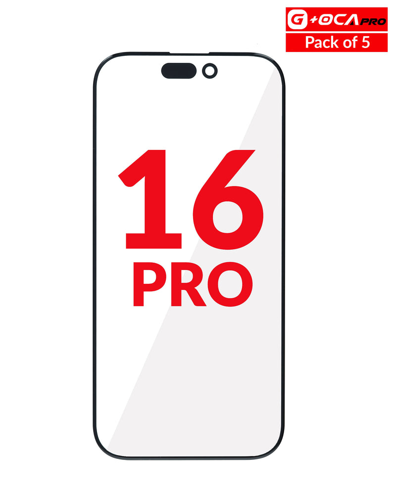 Reparación de vidrio frontal con OCA para iPhone 16 Pro en Guatemala.