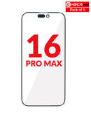 Compra el pack de 5 cristales frontales con OCA para iPhone 16 Pro Max en Guatemala al mejor precio en mayoristas de reparaciones.