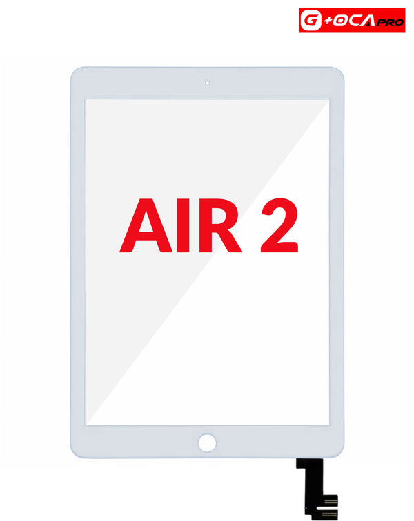Reparación de vidrio digitizador con touch para iPad Air 2 en Guatemala, disponible en color blanco.