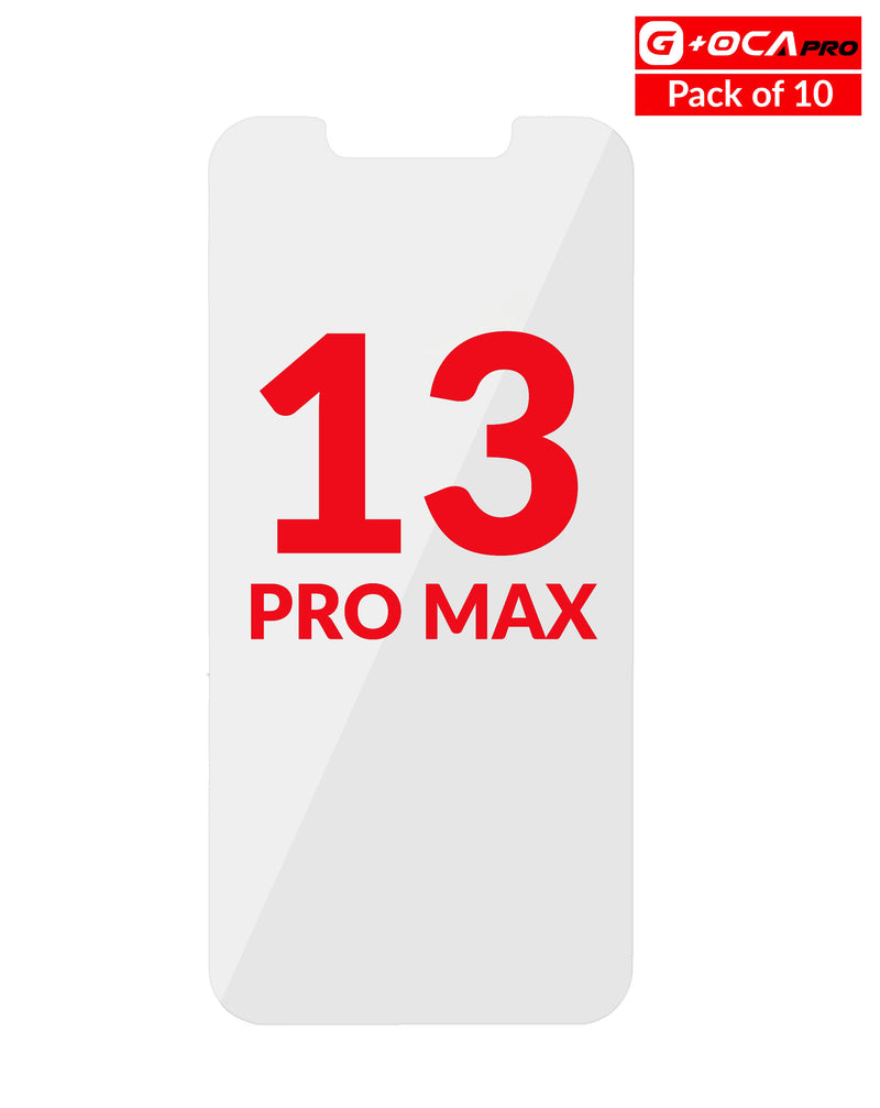 Compra al mayor el paquete de 10 etiquetas adhesivas OCA para iPhone 13 Pro Max en Guatemala, ideal para reparaciones en talleres especializados.