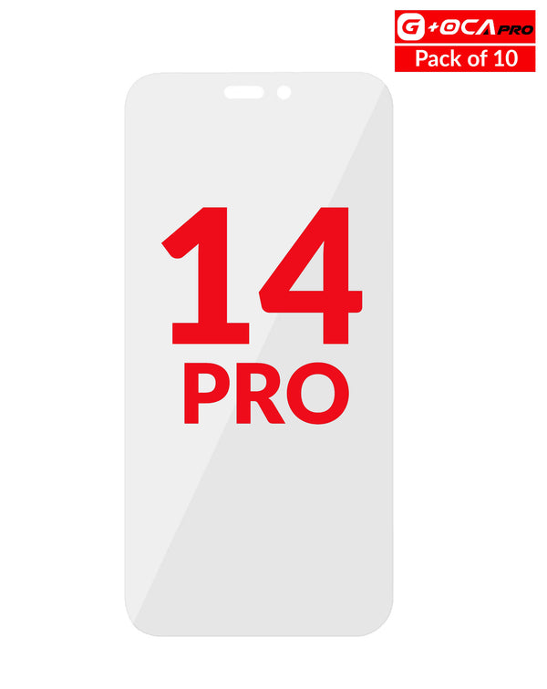 Venta al por mayor de OCA iPhone 14 Pro (G+ Oca Pro) en Guatemala, pack de 10 unidades para reparaciones de pantallas.