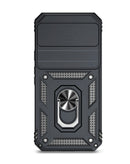 Case híbrido negro para Google Pixel 9 Pro XL con doble capa, anillo metálico giratorio y protección de cámara.