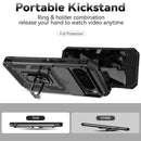 Case híbrido negro para Google Pixel 9 Pro XL con doble capa, anillo metálico giratorio y protección de cámara.