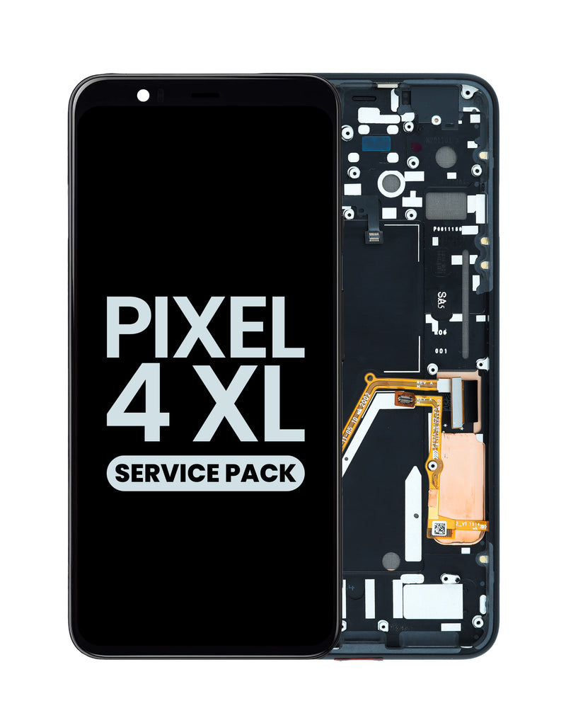 Reparación de pantalla original con marco para Google Pixel 4 XL en Guatemala, mayorista de pantallas OLED con botón de encendido gris.