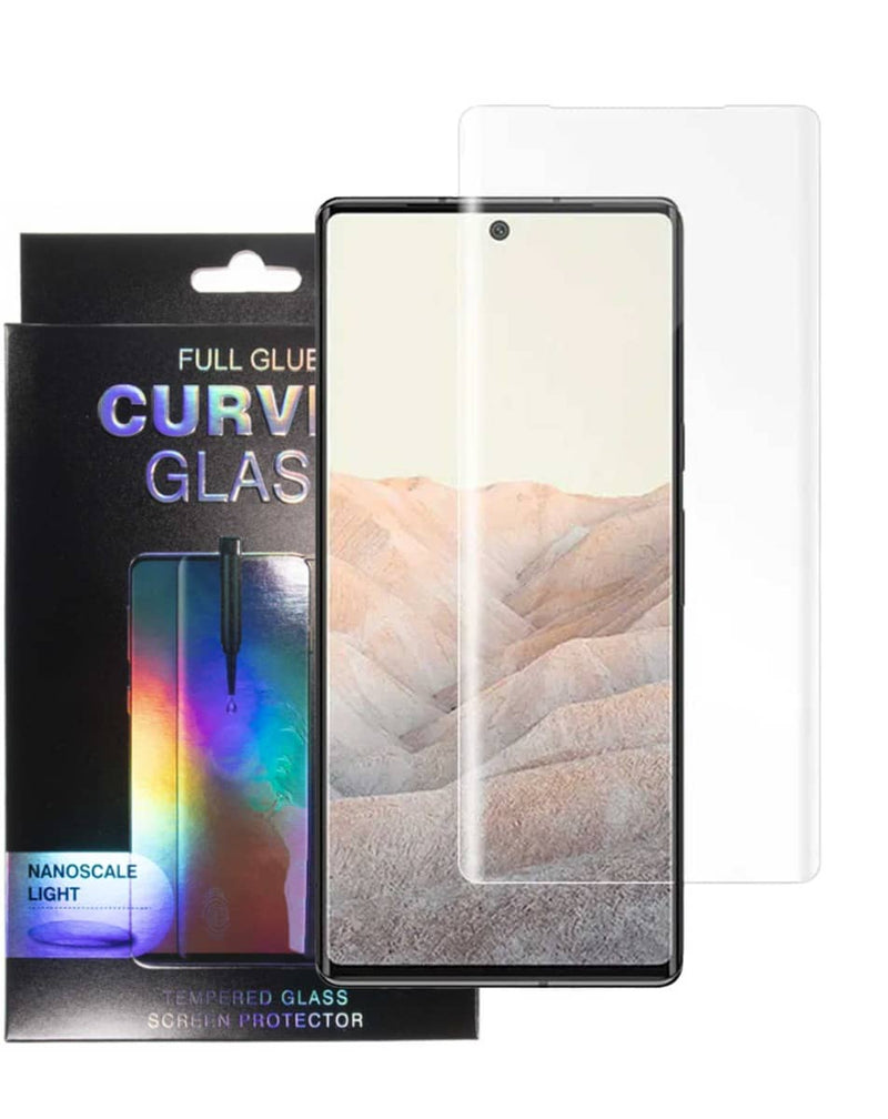 Protector de pantalla templado Pixel 7 Pro con nano liquid y luz UV para una fácil instalación en Guatemala.